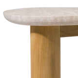 Newport Side Table | Teak Natural Travertine Cream