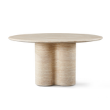 Porto Travertine Round Dining Table 60" | Travertine Natural