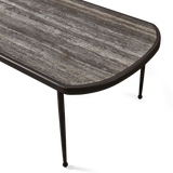 Andre Rectangle Dining Table | Aluminum Bronze, Travertine Dark Grey,