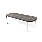 Andre Rectangle Dining Table | Aluminum Bronze, Travertine Dark Grey,