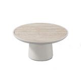 Nova Aluminum Round Coffee Table 30" | Aluminum Bone Travertine Natural