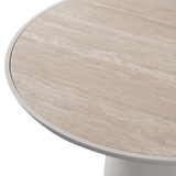 Nova Aluminum Round Dining Table 48" | Aluminum Bone Travertine Natural
