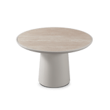 Nova Aluminum Round Dining Table 48" | Aluminum Bone Travertine Natural