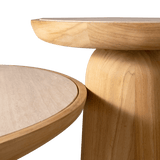 Nova Teak Round Side Table | Teak Natural Travertine Cream