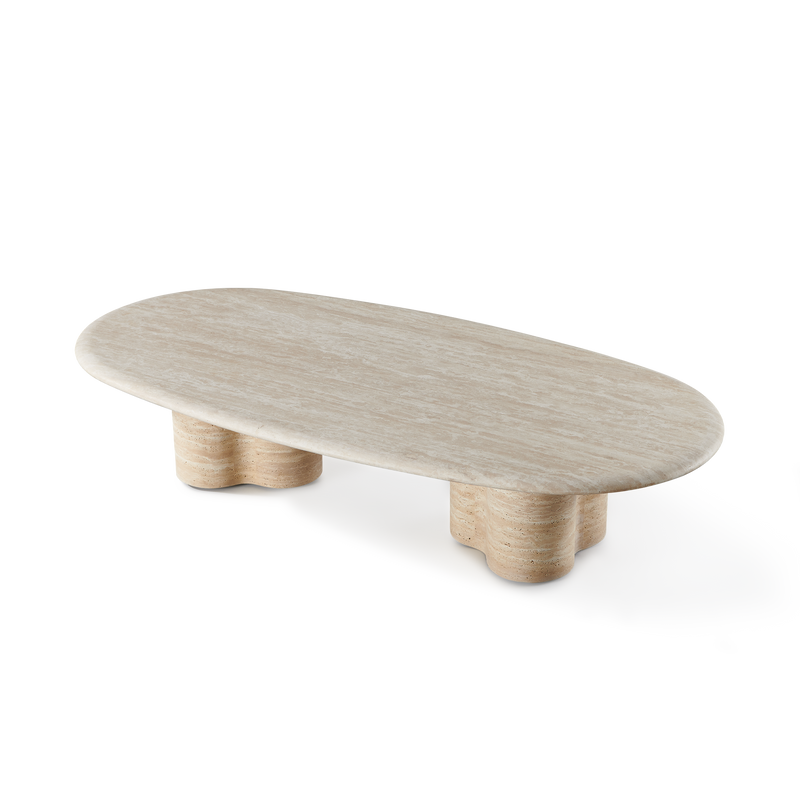 Porto Travertine Pill Coffee Table