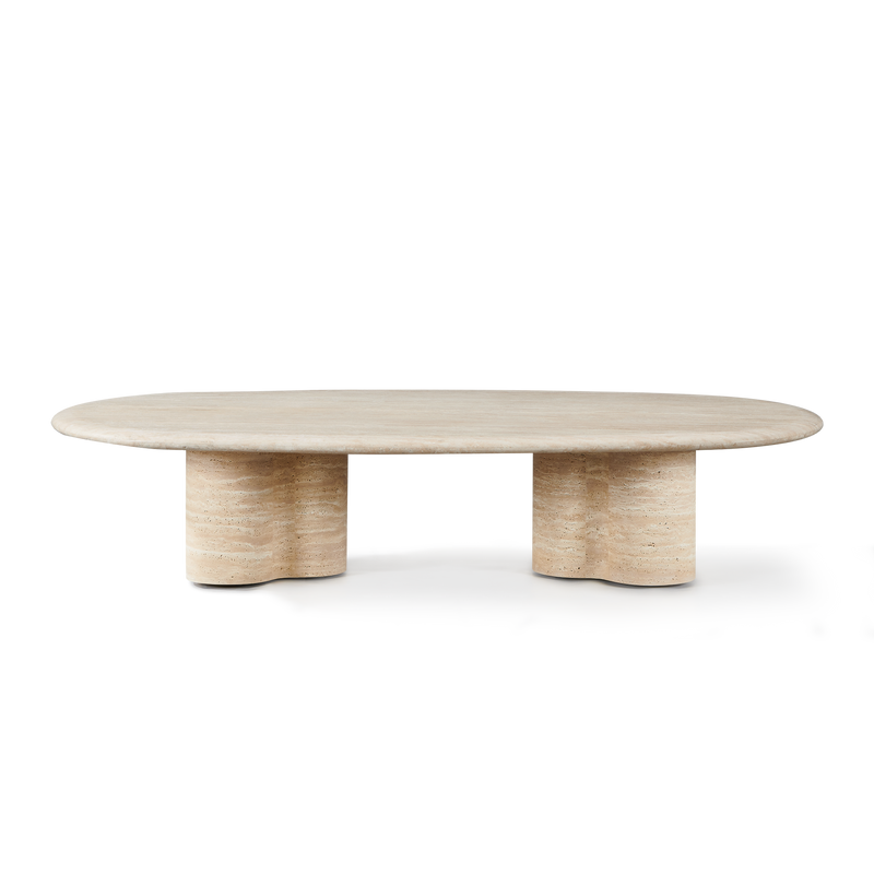 Porto Travertine Pill Coffee Table | Travertine Natural