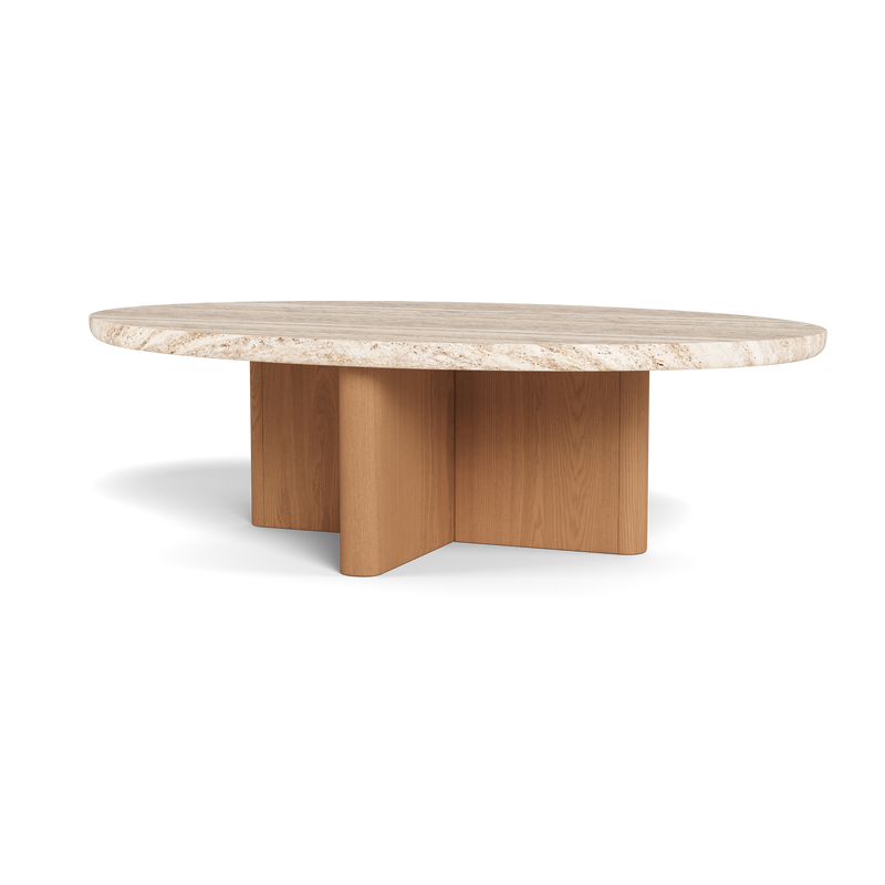 Victoria Teak Oval Stone Coffee Table