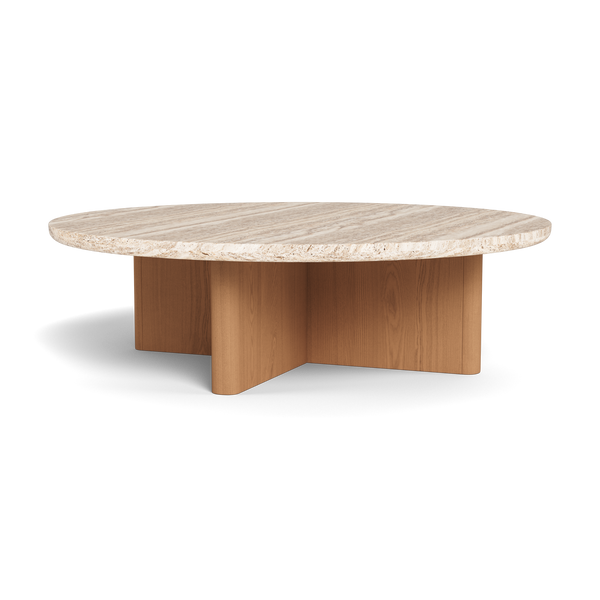 Victoria Teak Round Stone Coffee Table