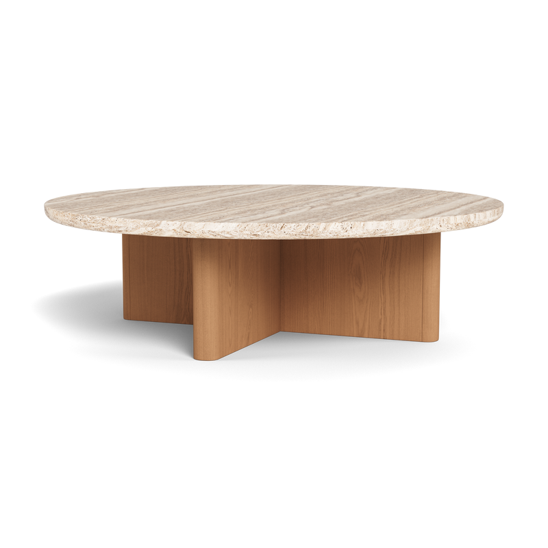 Victoria Teak Round Stone Coffee Table