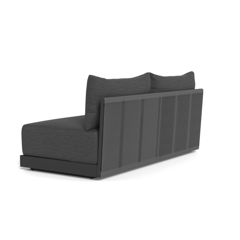 Antigua 2 Seat Armless Sofa | Aluminum Asteroid, Panama Grafito, Rope Dark Grey