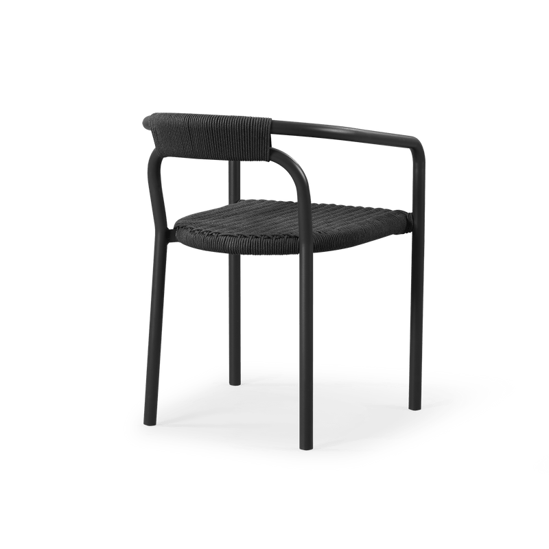 Leo Stacking Dining Chair | Aluminum Asteroid, Rope Dark Grey,