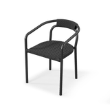 Leo Stacking Dining Chair | Aluminum Asteroid, Rope Dark Grey,