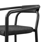 Leo Stacking Dining Chair | Aluminum Asteroid, Rope Dark Grey,