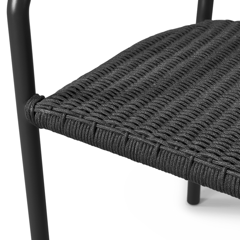 Leo Stacking Dining Chair | Aluminum Asteroid, Rope Dark Grey,