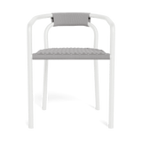 Leo Stacking Dining Chair | Aluminum White, Rope Light Grey,