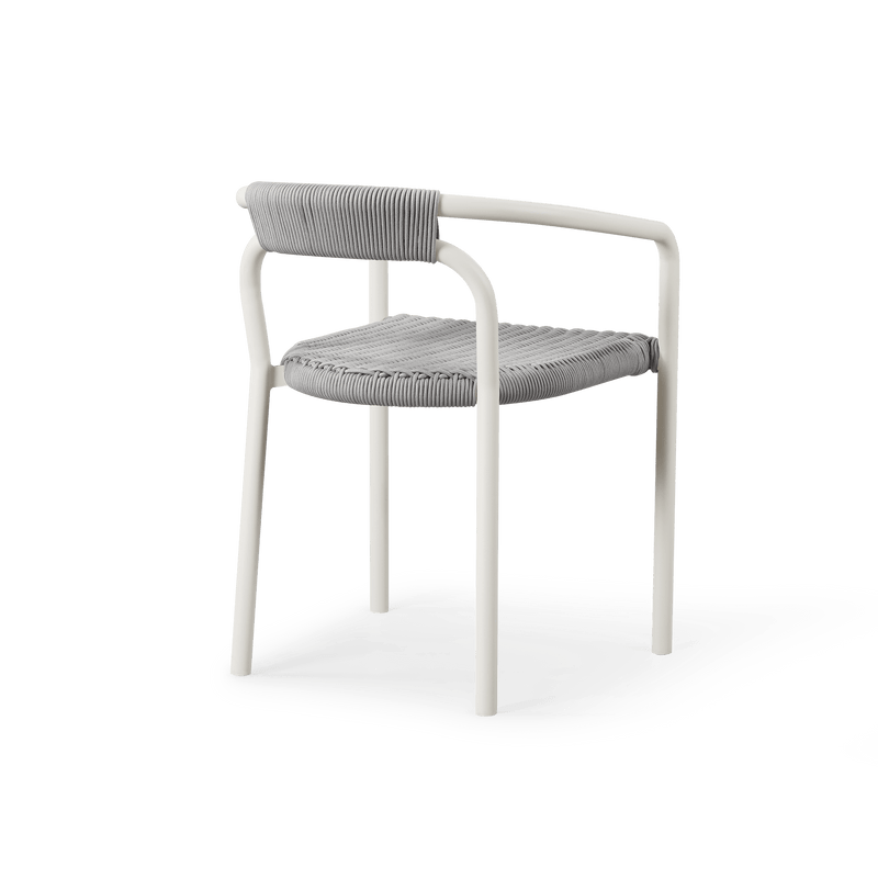 Leo Stacking Dining Chair | Aluminum White, Rope Light Grey,