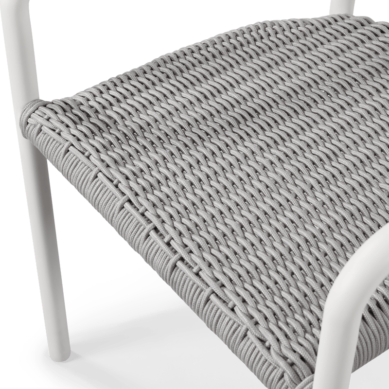 Leo Stacking Dining Chair | Aluminum White, Rope Light Grey,