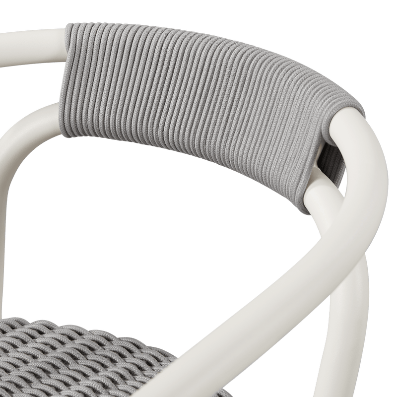 Leo Stacking Dining Chair | Aluminum White, Rope Light Grey,