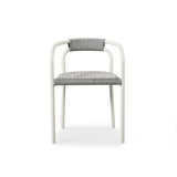 Leo Stacking Dining Chair | Aluminum White, Rope Light Grey,