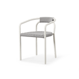 Leo Stacking Dining Chair | Aluminum White, Rope Light Grey,