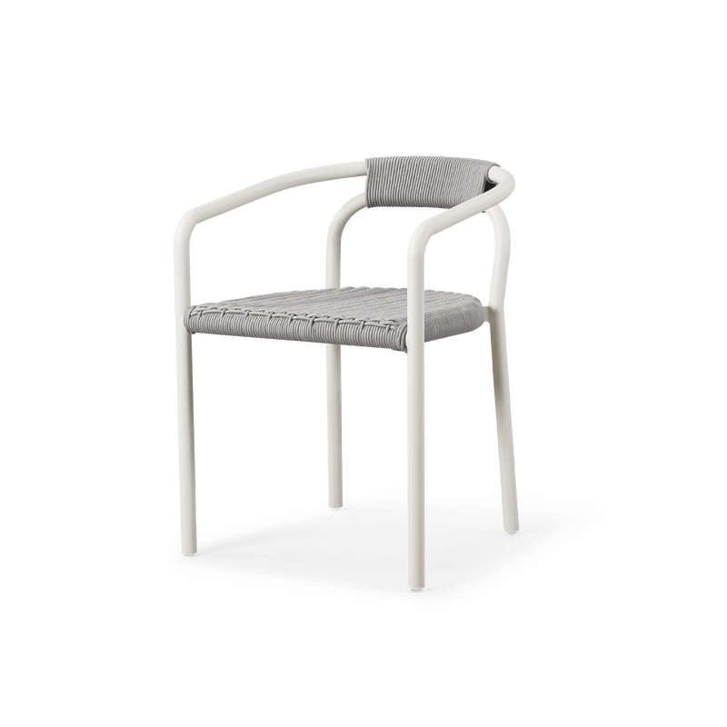 Leo Stacking Dining Chair | Aluminum White, Rope Light Grey,