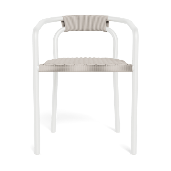 Leo Stacking Dining Chair | Aluminum White, Rope Shell,