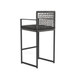 Loop Bar Stool | Aluminum Asteroid, Panama Grafito, Wicker Grey