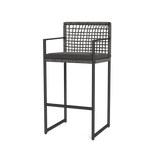 Loop Bar Stool | Aluminum Asteroid, Panama Grafito, Wicker Grey