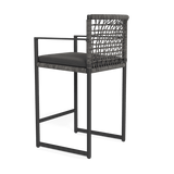 Loop Counter Stool | Aluminum Asteroid, Panama Grafito, Wicker Grey