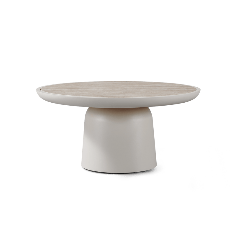 Nova Aluminum Round Coffee Table 30" | Aluminum Bone Travertine Natural