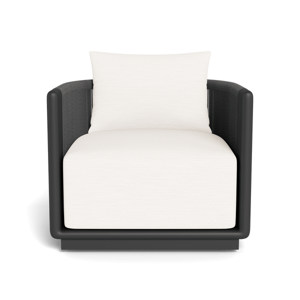 Palm Beach Aluminum Swivel Lounge Chair | Aluminum Asteroid, Panama Blanco, Rope Dark Grey