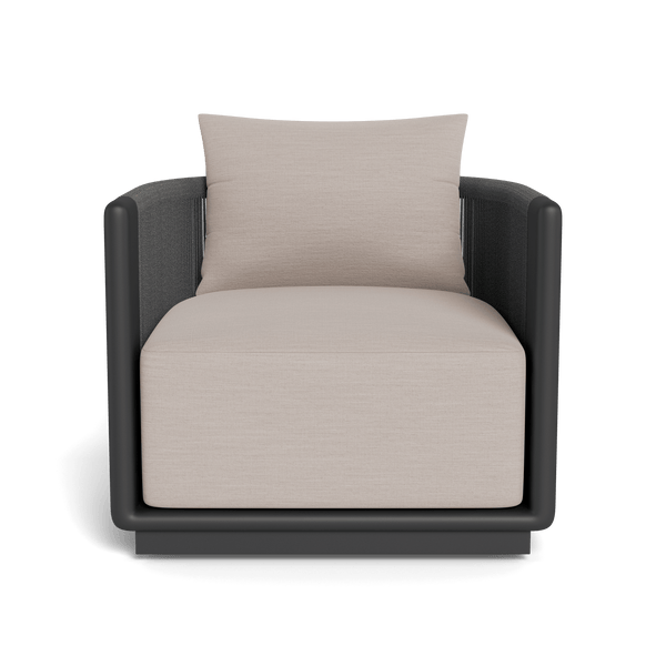 Palm Beach Aluminum Swivel Lounge Chair | Aluminum Asteroid, Panama Marble, Rope Dark Grey