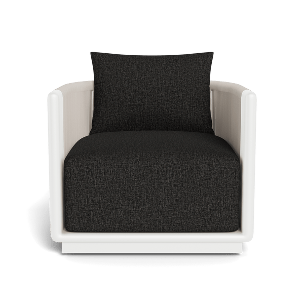 Palm Beach Aluminum Swivel Lounge Chair | Aluminum White, Copacabana Midnight, Rope Shell