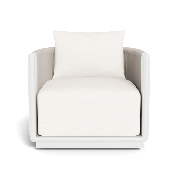 Palm Beach Aluminum Swivel Lounge Chair | Aluminum White, Panama Blanco, Rope Shell