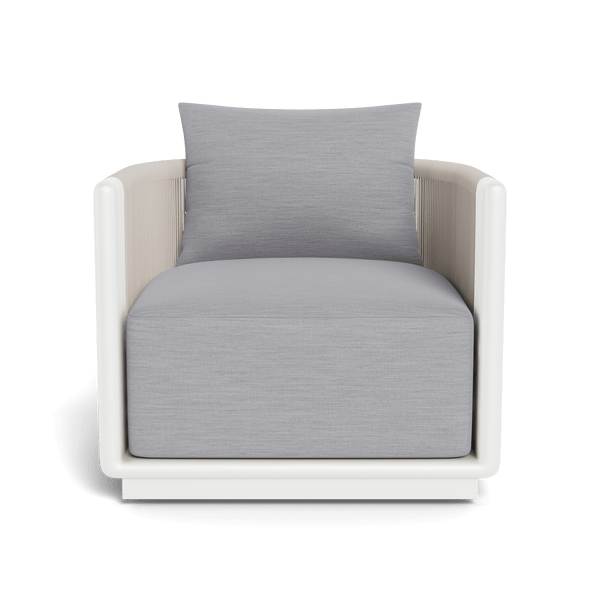 Palm Beach Aluminum Swivel Lounge Chair | Aluminum White, Panama Cloud, Rope Shell