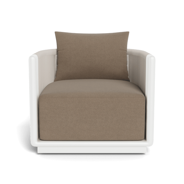 Palm Beach Aluminum Swivel Lounge Chair | Aluminum White, Panama Coco, Rope Shell