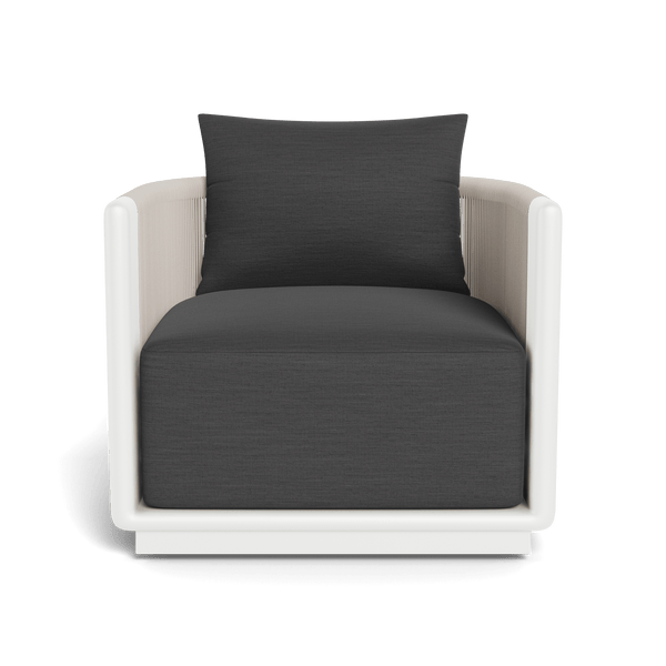 Palm Beach Aluminum Swivel Lounge Chair | Aluminum White, Panama Grafito, Rope Shell