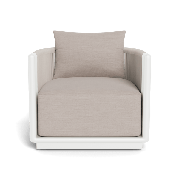 Palm Beach Aluminum Swivel Lounge Chair | Aluminum White, Panama Marble, Rope Shell