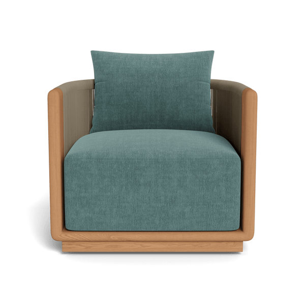 Palm Beach Teak Swivel Lounge Chair | Teak Natural, Altona Dew, Rope Stone