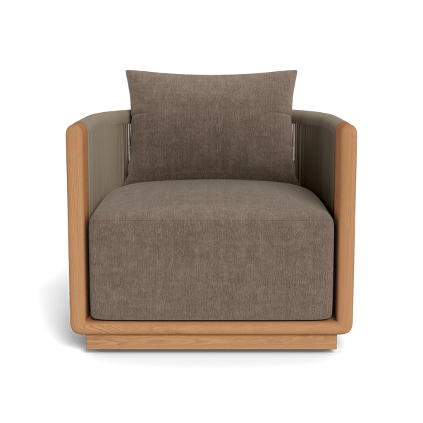 Palm Beach Teak Swivel Lounge Chair | Teak Natural, Altona Mink, Rope Stone