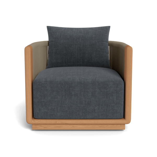 Palm Beach Teak Swivel Lounge Chair | Teak Natural, Altona Slate, Rope Stone