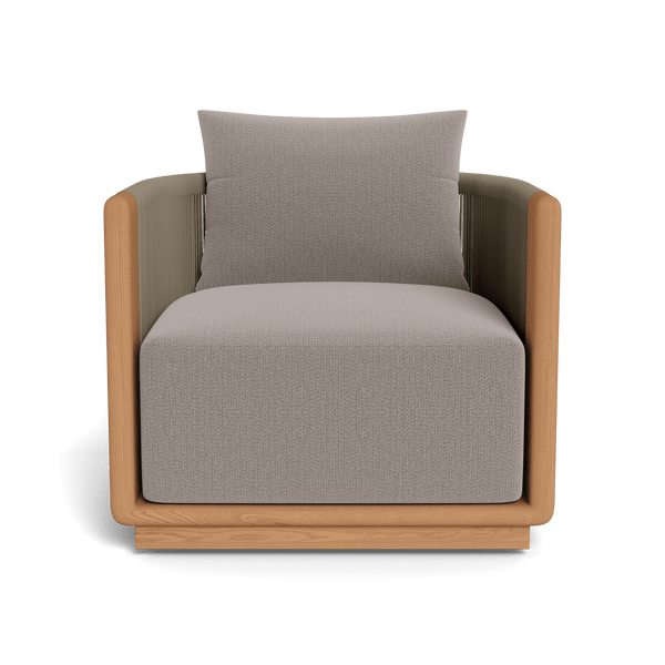 Palm Beach Teak Swivel Lounge Chair | Teak Natural, Marley Chinchilla, Rope Stone