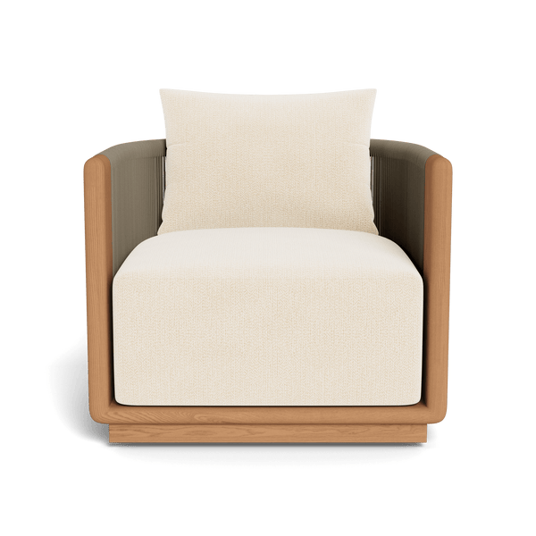 Palm Beach Teak Swivel Lounge Chair | Teak Natural, Marley Parchment, Rope Stone