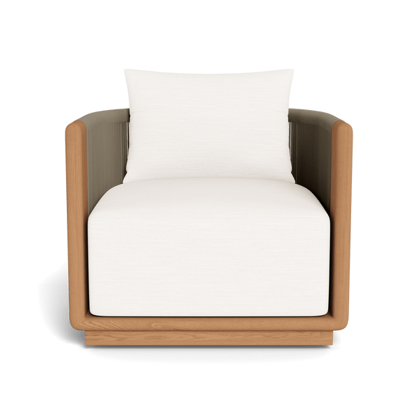 Palm Beach Teak Swivel Lounge Chair | Teak Natural, Panama Blanco, Rope Stone