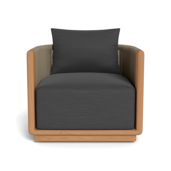 Palm Beach Teak Swivel Lounge Chair | Teak Natural, Panama Grafito, Rope Stone