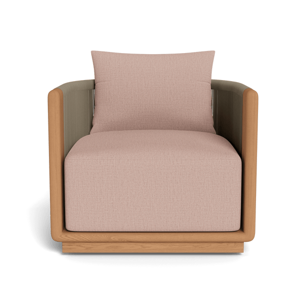 Palm Beach Teak Swivel Lounge Chair | Teak Natural, Stirling Powder, Rope Stone