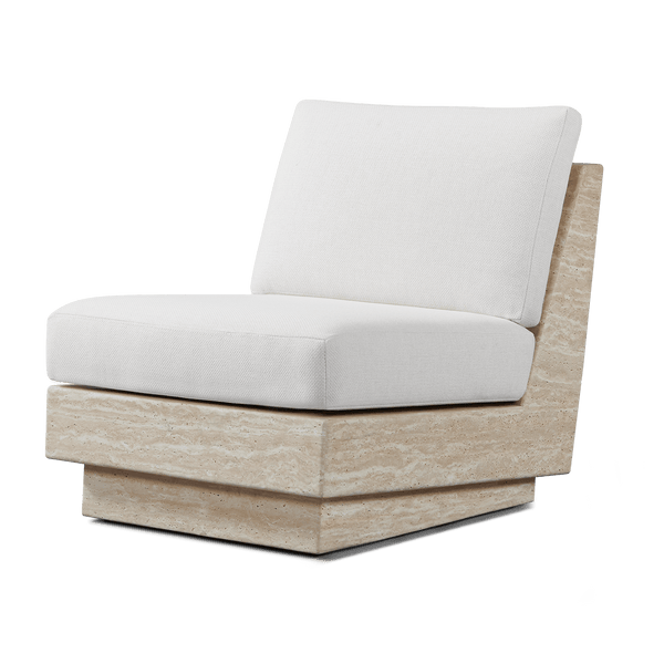 Tulum Travertine Armless Lounge Chair | Travertine Natural, Siesta Ivory,