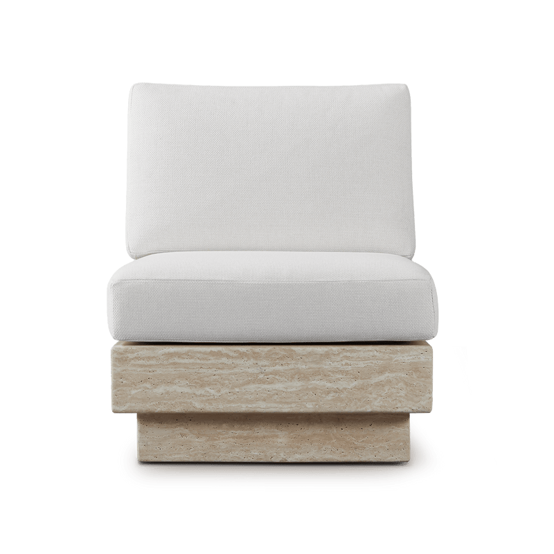 Tulum Travertine Armless Lounge Chair | Travertine Natural, Siesta Ivory,