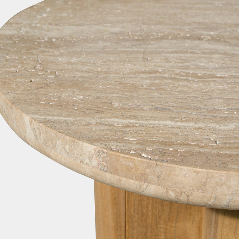 Victoria Teak Side Table | Teak Natural, Travertine Cream,