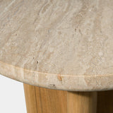 Victoria Teak Side Table | Teak Natural, Travertine Cream,